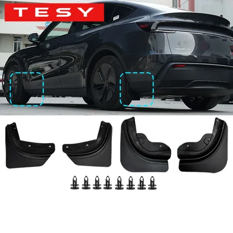 TESY Guardabarros para Tesla Nuevo Modelo Y 2025 Lanzamiento Juniper Sin Perforación/Cinta Adhesiva Protectores Contra Salpicaduras