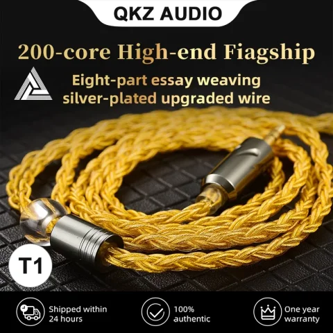 Cable de actualización de auriculares QKZ T1, conector Jack de 3,5mm, conector QDC de 0,75mm, auriculares con cable para ZXN ZXT VK4 ZX2 ZAX2 KZ EDX ZSN Pro X TRN MT1