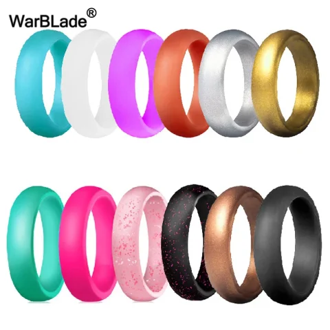 WarBLade-anillos de silicona de grado alimenticio para mujer, bandas de goma de boda, anillo de dedo de silicona Flexible hipoalergénico, FDA, 5,7mm