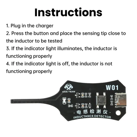 Herramienta Detectora de Inductores W01, Probador de Bobinas para Placas Base de Teléfonos, Reparación de Placas Base, Comprobación Rápida de Fallas por Inducción Electromagnética 4