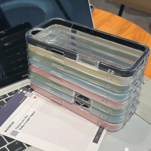 Funda de teléfono transparente de lujo para iPhone 11, 12, 13, 14, 15, 16, 17 Pro Max Plus, funda trasera de parachoques transparente a prueba de golpes