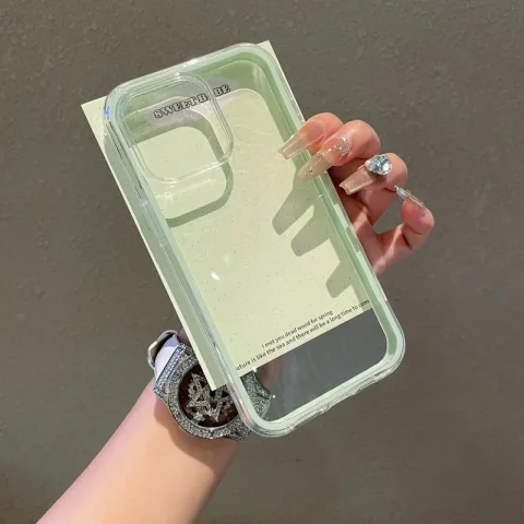 Funda de teléfono transparente de lujo para iPhone 11, 12, 13, 14, 15, 16, 17 Pro Max Plus, funda trasera de parachoques transparente a prueba de golpes 3
