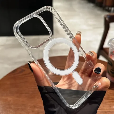 Funda magnética Original transparente para Magsafe con carga inalámbrica para iPhone 17AIr 16 15 14 13 12 11 Pro Max 7 8 Plus, cubierta acrílica