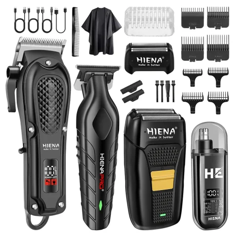 Máquina de Acabado Hiena, Cortadora de Pelo Eléctrica Profesional, Recortadora de Barba Recargable, Afeitadora para Hombre, Kit de Recorte de Pelo