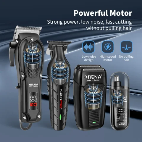 Máquina de Acabado Hiena, Cortadora de Pelo Eléctrica Profesional, Recortadora de Barba Recargable, Afeitadora para Hombre, Kit de Recorte de Pelo