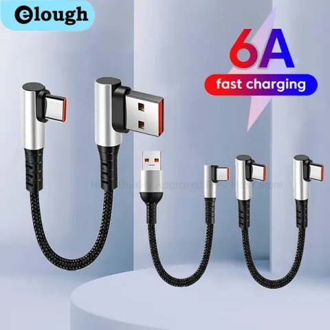 Cable de datos corto de 25cm/50cm, codo de 90 grados, Cable USB tipo C a tipo C, Cable de carga rápida para Iphone15, Xiaomi, Samsung Power Bank