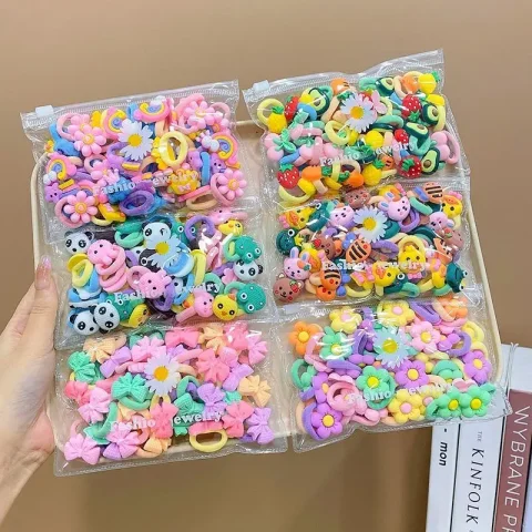 10/20 unids/set de bandas elásticas de goma para el cabello con dibujos animados para niñas, no daña el cabello, Scrunchie pequeño, lazos para el cabello dulces para niños, accesorios para el cabello 3