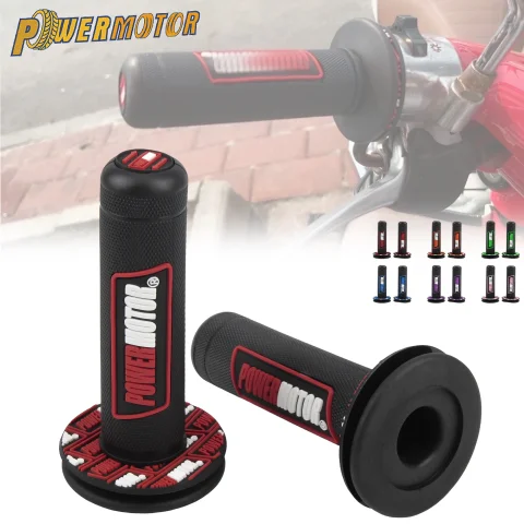 Empuñaduras PowerMotor para motocicleta de 22 y 24mm, mango de Gel antideslizante, resistente al desgaste, accesorios de manillar que absorben los golpes, Motocross Pit Bike