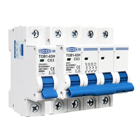 Interruptor Automático Miniatura TOMZN AC MCB TOB1-63H Curva C 230/400V~ 50Hz/60Hz 1P 2P 3P 4P 3A 6A 10A 16A 20A 25A 32A 40A 50A 63A 3