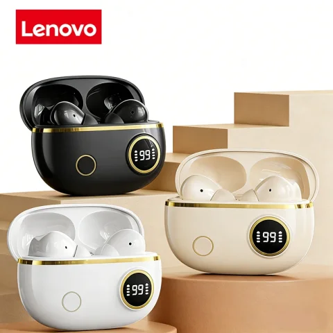 Audífonos Intrauditivos Inalámbricos Lenovo True Wireless con Armadura Balanceada, Diseño Elegante, Ajuste Cómodo, Sonido Premium, Audífonos para Juegos y Deportes