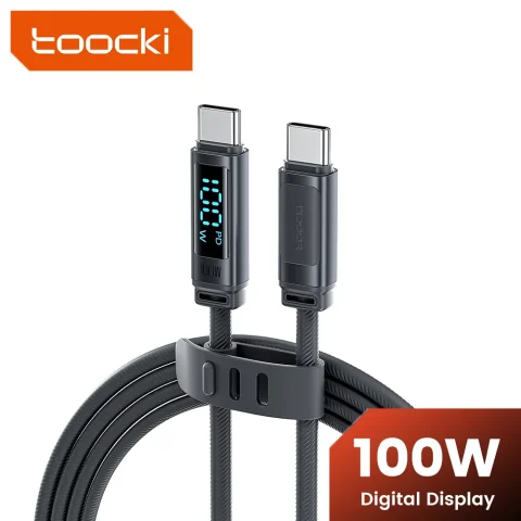 Cable USB C de Silicona Toocki, PD 100W, con Pantalla LED, Carga Rápida, Tipo C a Tipo C, para Macbook, iPhone 17, Samsung S25, Cable de Datos