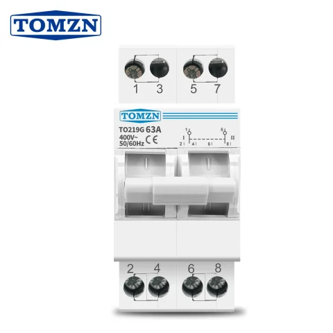 Interruptor de Transferencia Manual de Doble Potencia TOMZN 2P 63A MTS con Bloqueo y Disyuntor