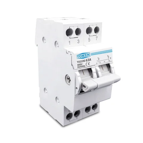 Interruptor de Transferencia Manual de Doble Potencia TOMZN 2P 63A MTS con Bloqueo y Disyuntor