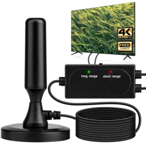 Antena de TV de más de 800 millas de alcance DTMB DVB-T HDTV digital con base magnética y cable HD, canales locales de TV inteligente 4K para interiores y exteriores,