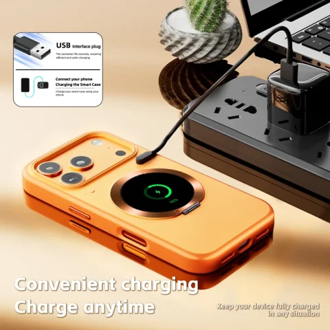 Funda para Teléfono Inteligente iPhone 17 Pro Max con Pantalla Digital Inteligente en la Parte Posterior, Fotos/GIFs/Videos Personalizables, Control Táctil 5