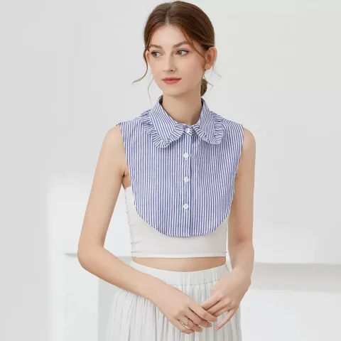 Moda media camisa estilo cuello falso para mujeres soporte cuello desmontable niñas falsas Encaje Vintage señoras blusa falsa decoración de cuello 4