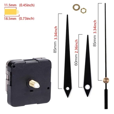 Mecanismo de reloj, máquina de movimiento de cuarzo silencioso, juego de puntero de manecillas de pared, mesa de relojería, eje largo, piezas de reparación de relojes DIY 5