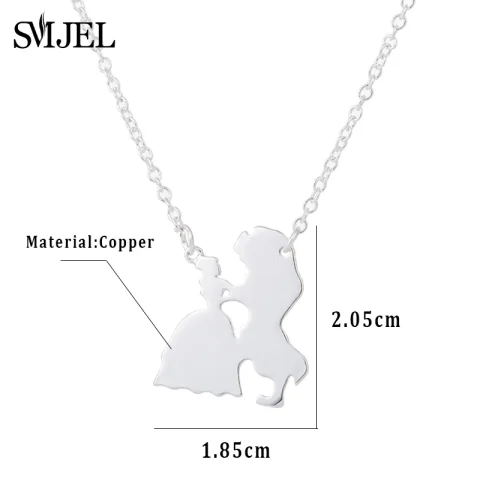 Collar de la Bella y la Bestia, Nueva Película 2025, Joyería para Mujer, Colgante de Príncipe y Princesa, Accesorios para Enamorados, Regalos