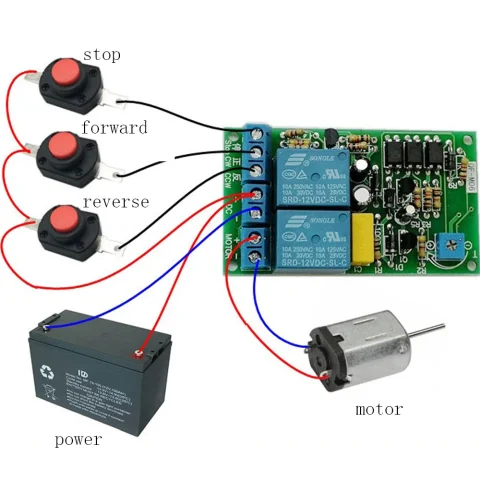 Módulo de accionamiento de Motor de 12V/24V, placa de accionamiento CC de avance y retroceso, unidad de puente de rango de apagado de 0-10 segundos con parada automática de tiempo 4