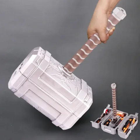 Caja de herramientas con diseño de martillo de Thor, juegos de herramientas manuales portátiles, juego de herramientas de Hardware multifuncional, Kit de herramientas manuales de reparación para el hogar
