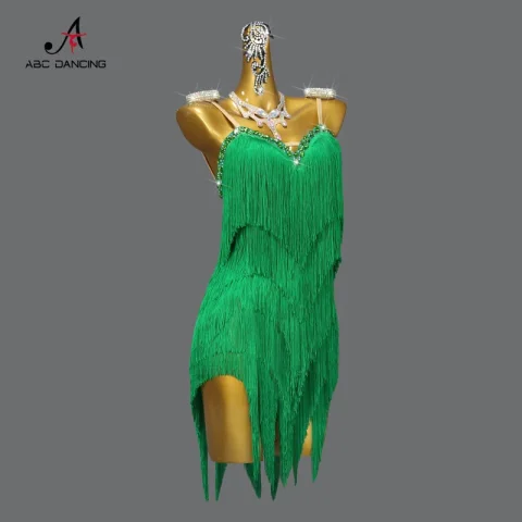 Vestido de Baile Latino para Mujer, Ropa para Niñas, Faldas con Flecos, Traje para Baile de Salón, Fiesta, Deportes, Samba, Ropa de Noche