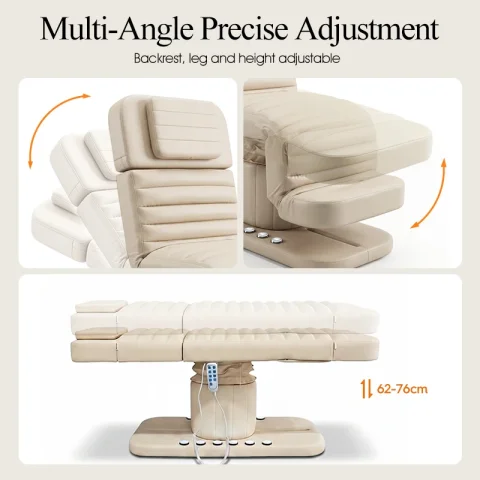 Sillón de Belleza Eléctrico de Lujo con 3 Motores, Mesa de Masaje Facial Ajustable, Cama para Pestañas, Mueble para Salón de Belleza 3