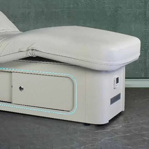 Mesa de masaje moderna de lujo, almacenamiento profesional, cama de masaje multifunción para adultos, muebles estéticos iluminados ajustables y cómodos 4