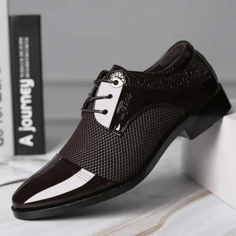 Zapatos de cuero de lujo para hombre, zapatos de vestir de diseñador de marca para hombre, zapatos Oxford con cordones para negocios, calzado informal para fiesta y boda, calzado masculino