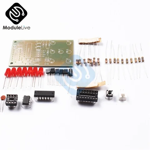 Dados electrónicos CD4017 NE555, módulo LED, Kit de bricolaje, 5mm, LED rojo, 4,5-5V, ICSK057A, módulo electrónico divertido, bricolaje