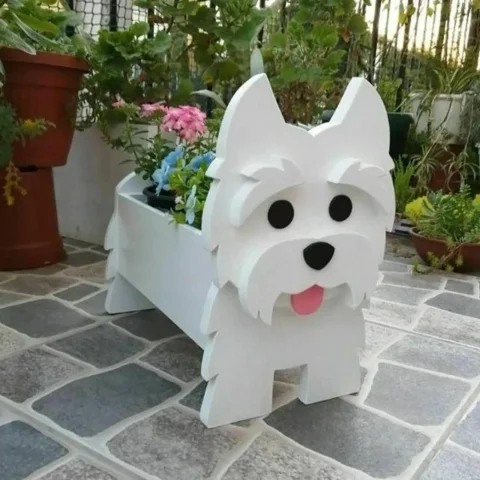 Macetero de flores DIY de animales bonitos, maceta de PVC para perros y mascotas, decoración de jardín, contenedor de plantas, decoración, macetas de jardín, Orname 4