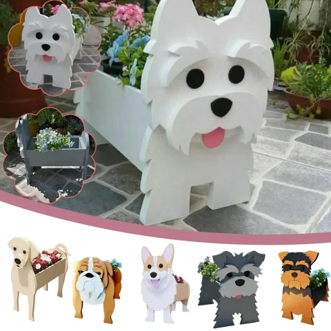 Macetero de flores DIY de animales bonitos, maceta de PVC para perros y mascotas, decoración de jardín, contenedor de plantas, decoración, macetas de jardín, Orname 5