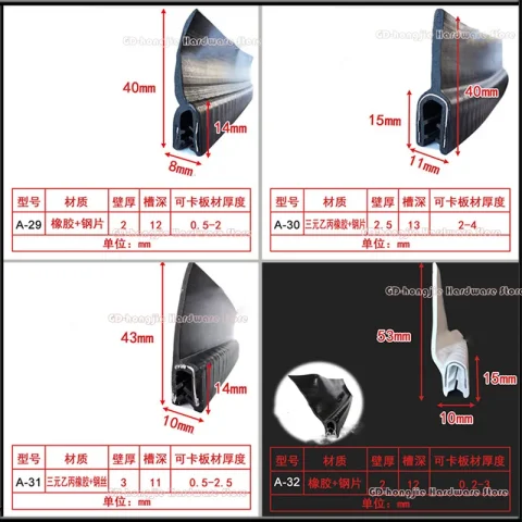 Tira de sellado de goma en forma de h/F/U, Panel de Metal de vidrio para coche, baño, balcón, puerta, ventana, bandas de borde, barra de sellado de protección contra el polvo 5