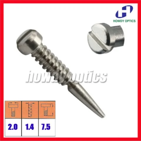 500 Uds 2,0x1,4x7,5mm gafas gafas ópticas accesorios de tornillo extremo puntiagudo tornillos autoalineadores