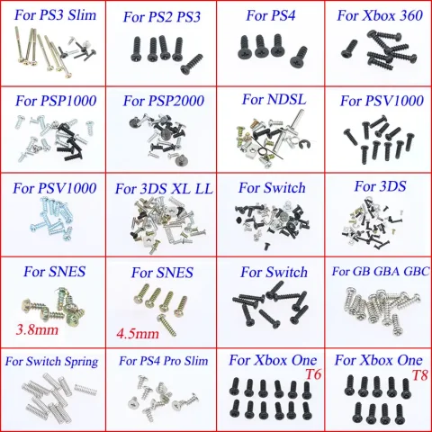 Juego de tornillos para PS2, PS3, PS4 PRO SLIM, PSP1000/2000/3000, PSV1000/2000, Xbox 360, GB/GBA/GBC, pieza de repuesto