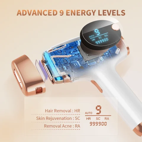 Depilación láser 999900   Flashes Depiladora 3 en 1 Tratamiento permanente indoloro para todo el cuerpo en casa Depiladora IPL para hombres y mujeres 4
