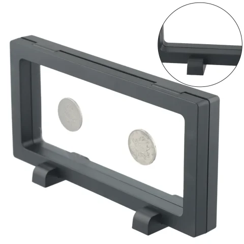 Caja expositora, caja de almacenamiento, contenedor de colección, soporte de marco, organizador para el hogar, recuerdos, soporte negro, regalo para monedas