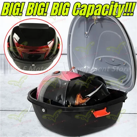 Caja Trasera de Gran Capacidad para Motocicleta, Caja de Almacenamiento Impermeable para Motocicleta Eléctrica, Caja de Seguridad para Bicicleta Eléctrica, Caja para Cascos
