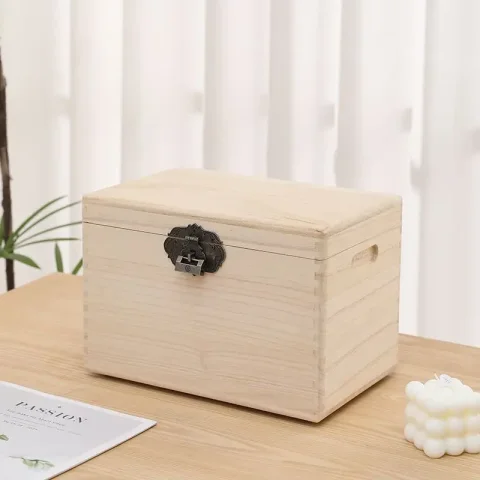 Caja de almacenamiento de madera, cajas de almacenamiento de accesorios de madera, contenedores organizadores grandes, contenedor de organización multifuncional moderno con tapa
