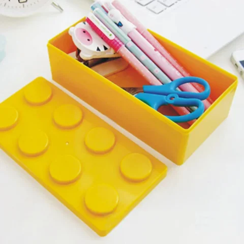 Caja de almacenamiento de bloques de construcción de superposición, almacenamiento de plástico de escritorio, aprendizaje, clasificación de papelería, caja de almacenamiento de bloques de construcción para el hogar 3
