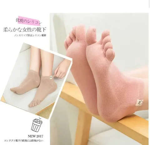 Calcetines para mujer, calcetines de cinco dedos, calcetín femenino de Color sólido, calcetines de 5 dedos, zapatillas para niñas, calcetines de algodón absorbentes para el sudor Harajuku