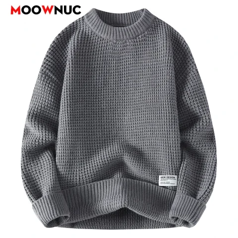 Suéter para Hombre, jerseys de moda de otoño, ropa para Hombre, sudadera de punto informal para Hombre, ropa de calle cálida sólida de primavera para Hombre