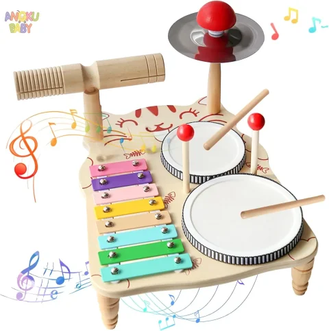 Juguetes educativos para niños de 2 a 4 años, instrumentos musicales Montessori de madera, juegos de juguetes para bebés, regalos para niños y niñas 1