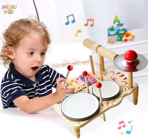 Juguetes educativos para niños de 2 a 4 años, instrumentos musicales Montessori de madera, juegos de juguetes para bebés, regalos para niños y niñas 3