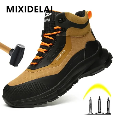 Zapatos indestructibles para exteriores, botas de trabajo, zapatos con punta de acero, botas de seguridad para hombres, zapatos industriales antigolpes y antipinchazos, antideslizantes