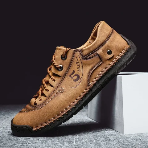 Zapatos para hombre, zapatos informales de cuero, zapatos de moda suaves para hombre, cómodos para exteriores, zapatos planos clásicos antideslizantes de alta calidad