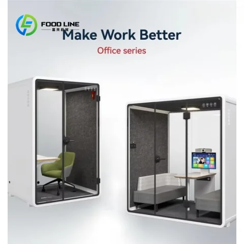 Cabina de Oficina Grande Personalizada para 6 Personas, Nuevo Diseño con Escritorio, Espacio de Trabajo Inteligente y Silencioso para Oficina en Casa, Insonorizada 5