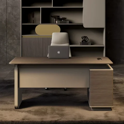 Escritorio de Oficina de Alta Gama para una Sola Computadora, Mesa Minimalista para Supervisor/Jefe, Combinación de Escritorios y Estaciones de Trabajo, Estilo Lujo Ligero
