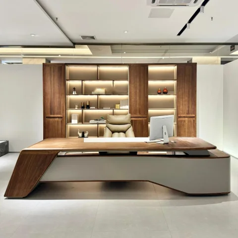Escritorio de oficina de moda de madera, Simple, creativo, barato, Interior, escritorio de oficina de gran tamaño, ahorra espacio, muebles de estilo chino 5