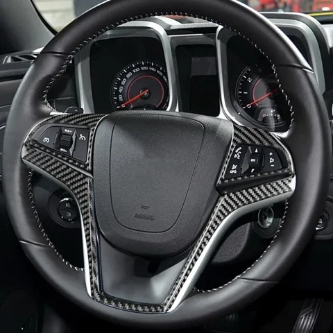 Fibra de carbono para Chevrolet Camaro 2012-2015 cubierta de botón de volante de coche embellecedor accesorios interiores