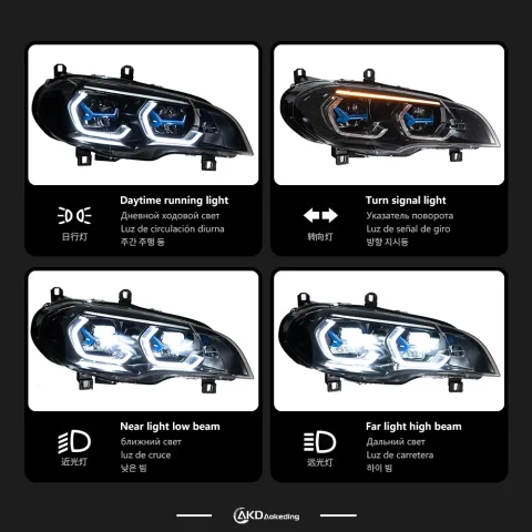 Faro Delantero para BMW X5 E70 2007-2013, Accesorios para Auto, LED DRL Hella 5, Lente Xenón HID H7, X5 E70 3